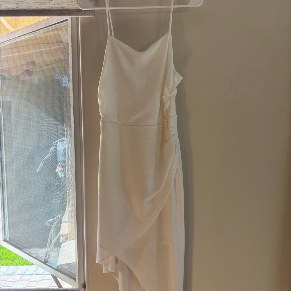 Elegant White Draped Dress